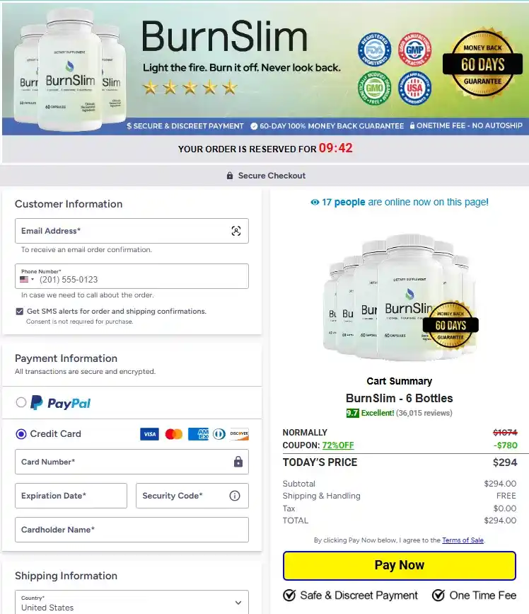 Burn Slim Order Page